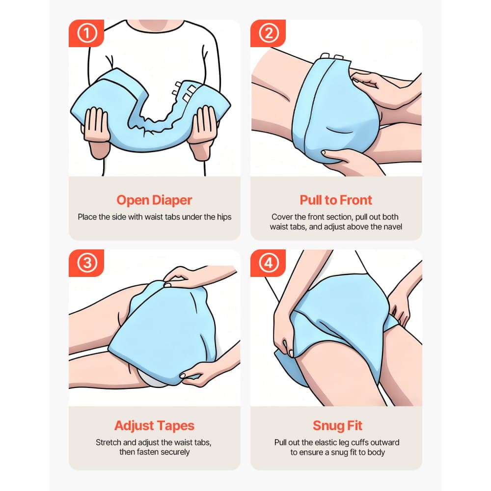 Nohavičky pre dospelých s úchytkami, super savé inkontinenčné nohavičky pre mužov a ženy, jednorazové plienky pre dospelých s nepriepustnou 3D ochranou a indikátorom vlhkosti - veľkosť M, 40 kusov (4 balenia po 10)