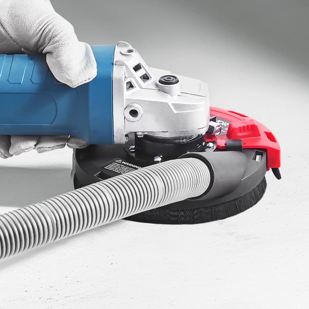 Kryt proti brúseniu pre uhlovú brúsku, univerzálny 4-5 palcový, kryt proti prachu pre rovinnú brúsku so 6 upínacími podložkami, pripojenie k vysávaču, vhodný na brúsenie dreva, betónu, steny, kameňa