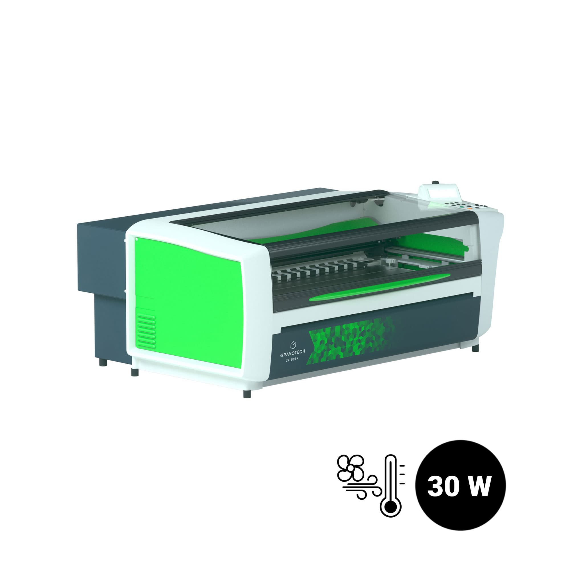 Gravotech LS100EX CO2 laserový gravírovací stroj, 30-wattový CO2 laser s chladením vzduchom