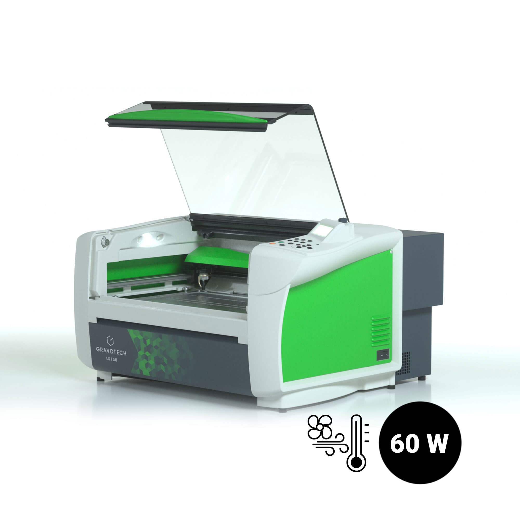 Gravotech LS100 CO2 laserový gravírovací stroj, 60-wattový CO2 laser s chladením vzduchom