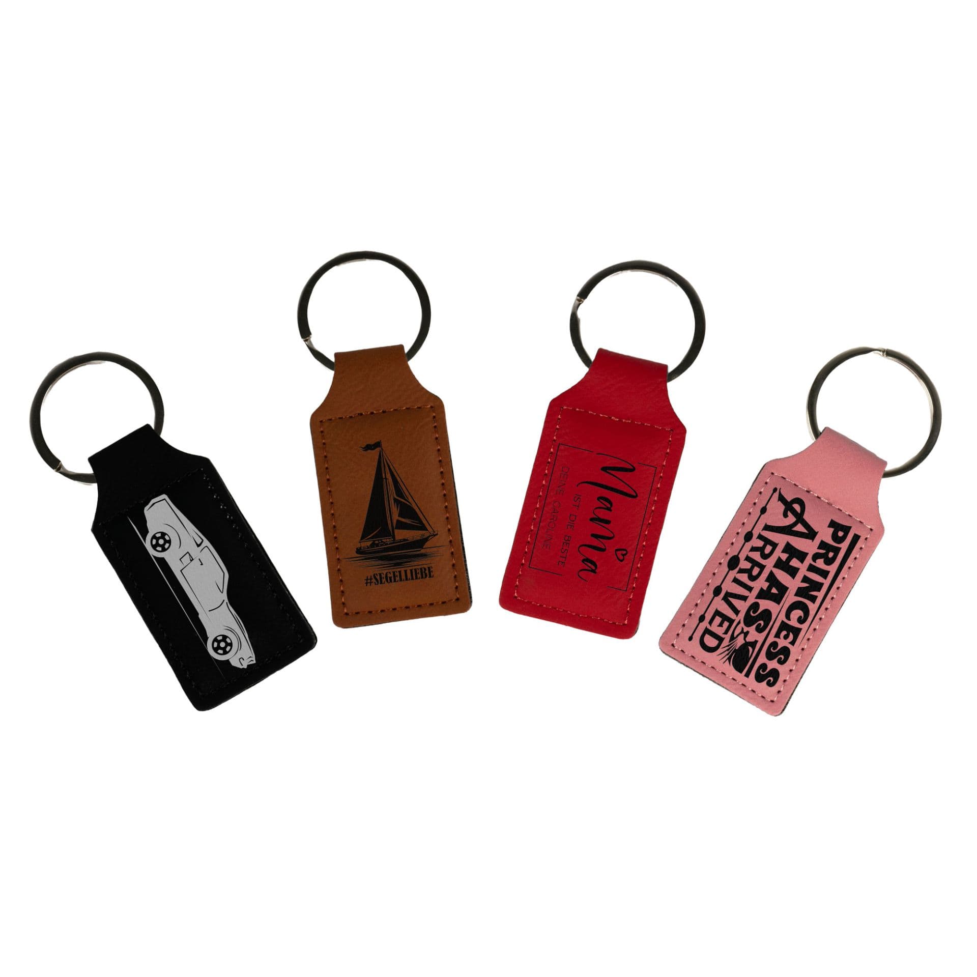 Laserový prívesok na kľúče obdĺžnikový z imitácie kože 35 x 68 mm, rôzne farby