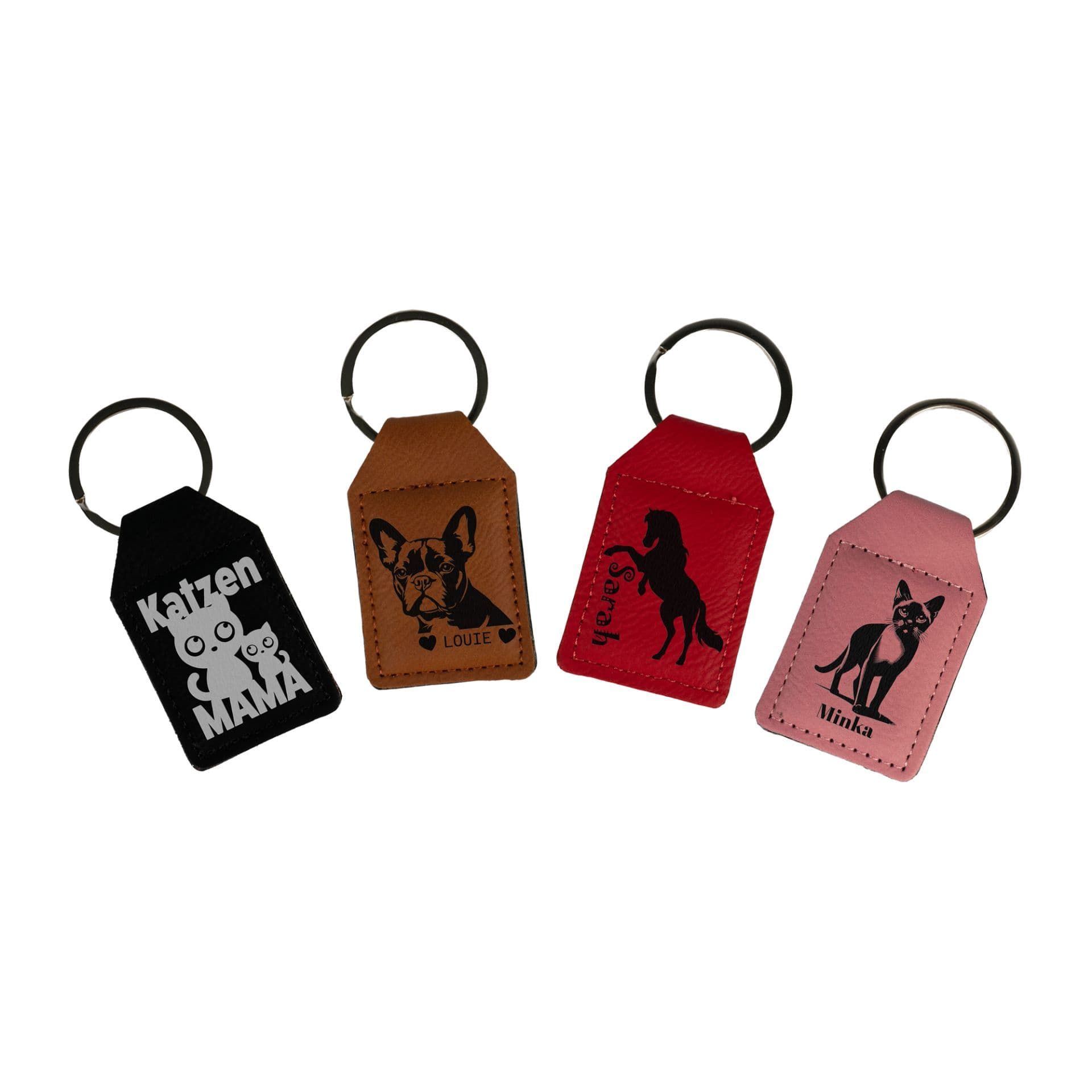 Laserový prívesok na kľúče obdĺžnikový z imitácie kože 39 x 62 mm, rôzne farby